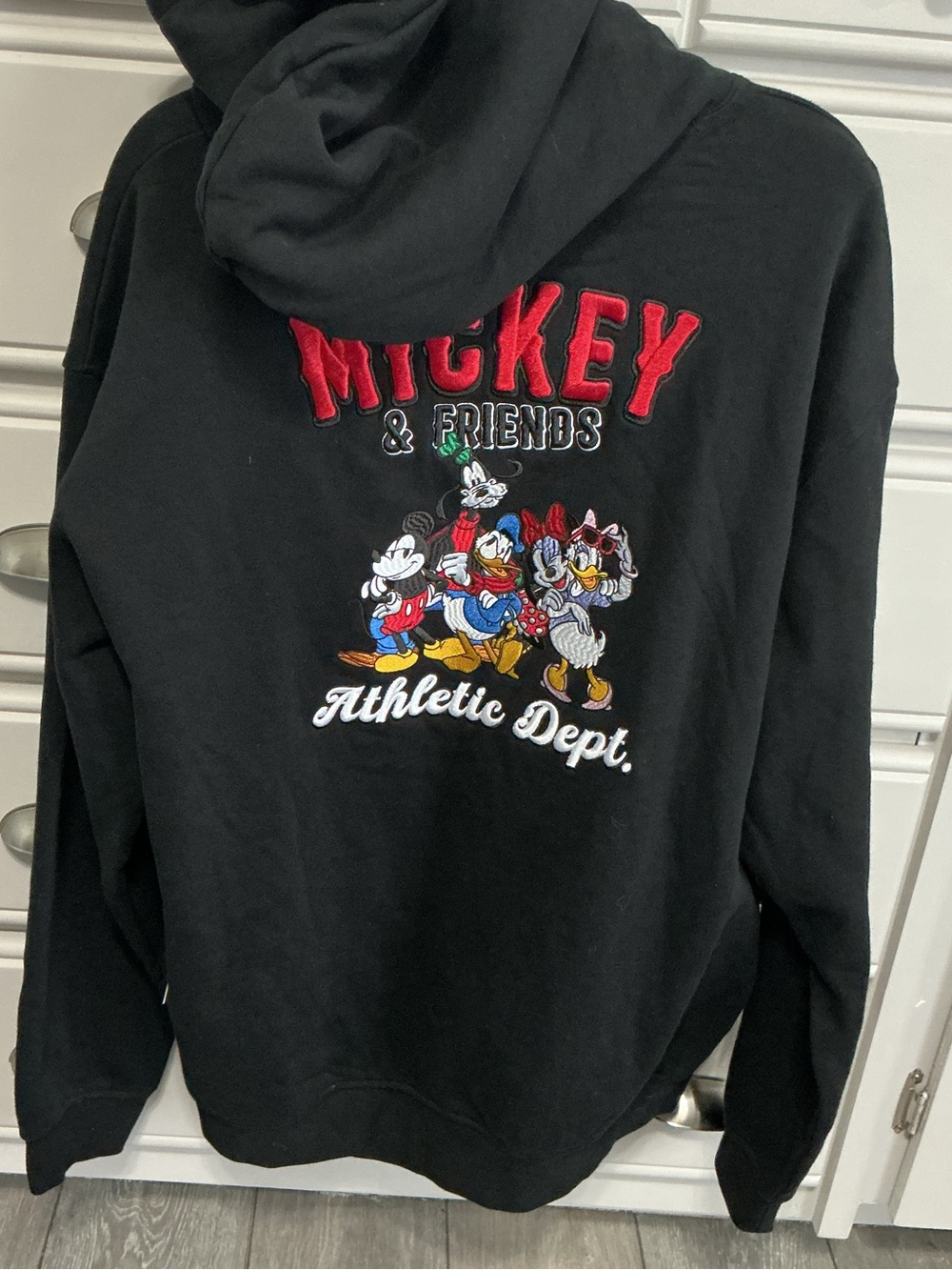 NWT DisneyXForever 21 Embroidered Mickey & Friends Athletic Dept. Hoodie XL